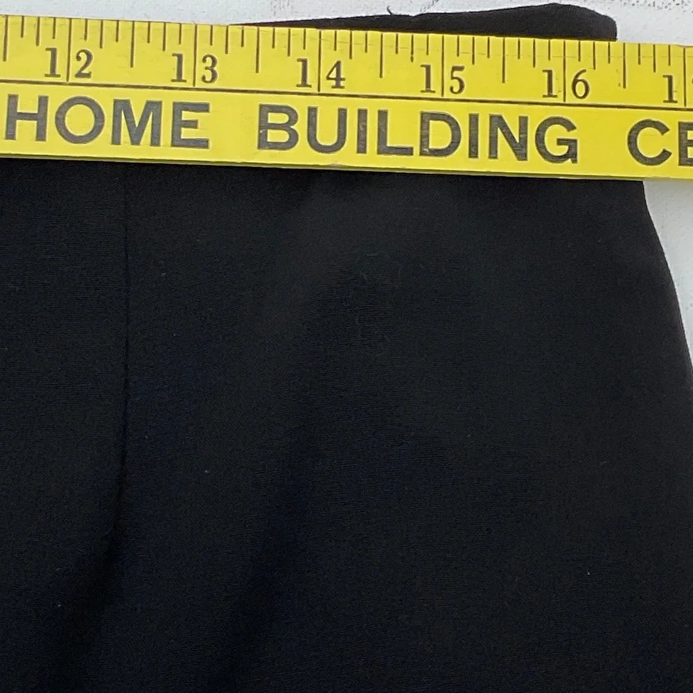 LARRY LEVINE womens stretch pleated ruffle‎ skirt 14 black career Y2K minimalist
